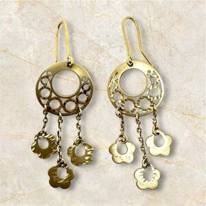 Solid 14K yellow gold dangle earrings, made in Italy